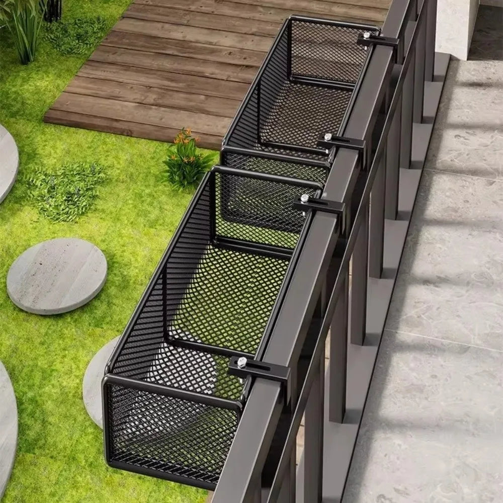 bac fleurs moderne fer forgé noir beige maille métallique clipsReusableBlackWhiteModernDesignPlantHolderSML