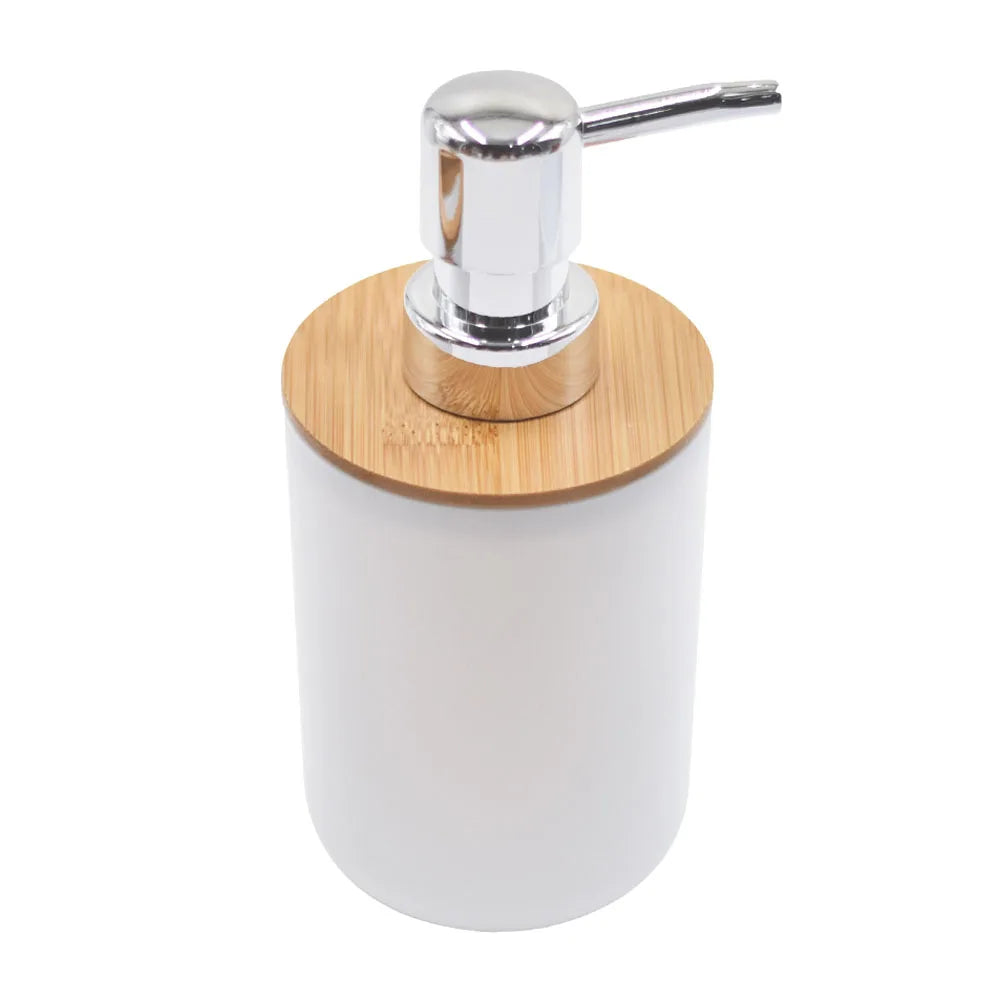 ensemble salle bain bambou distributeur savon porte brosse dents porte savon tasse noir