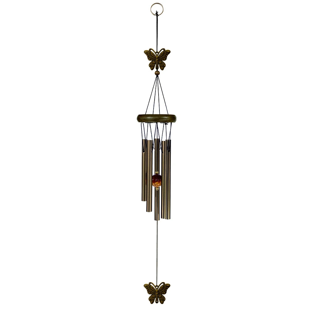 cloches vent clochette artisanale bronze papillons poissons suspendus décor intérieurextérieur ornement métallique plateau bois