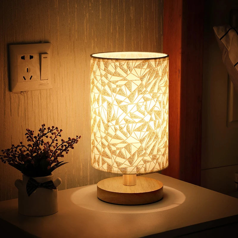 lampe table moderne abat jour lin bois naturel élégante chambre veilleuse éclairage led nordique