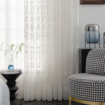rideau blanc floral brodé transparent moderne maison hospitalière tulle polyester