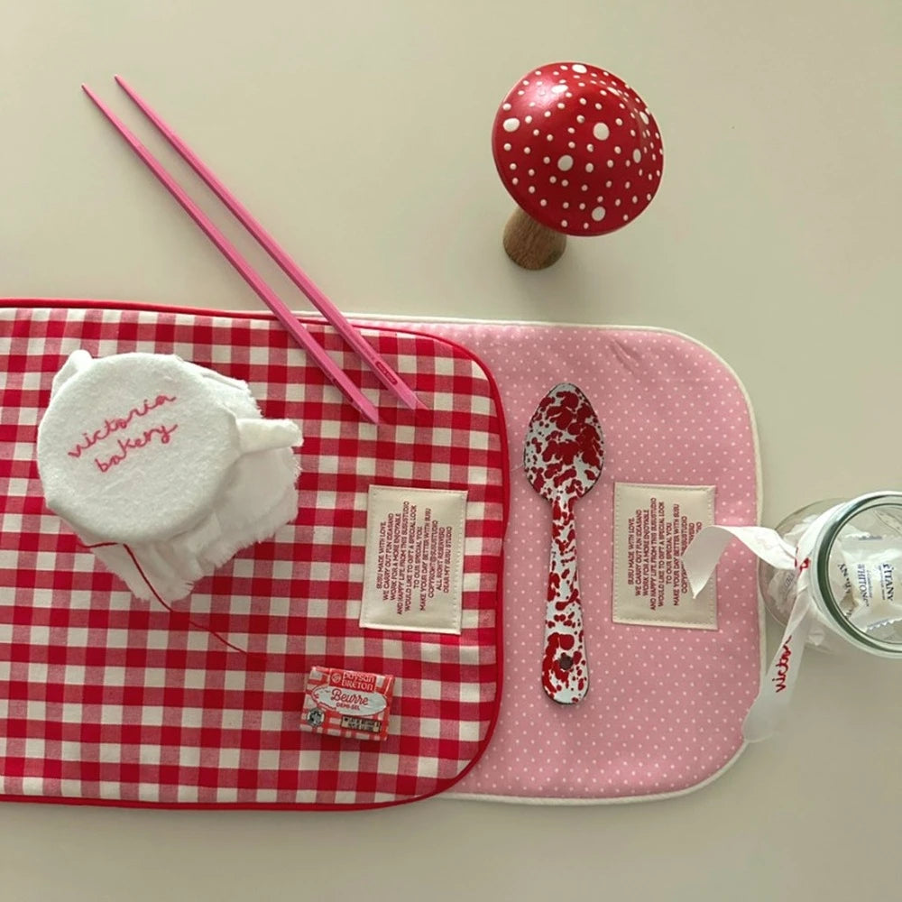 Set de table matelassé à carreaux rouge 30x40 cm