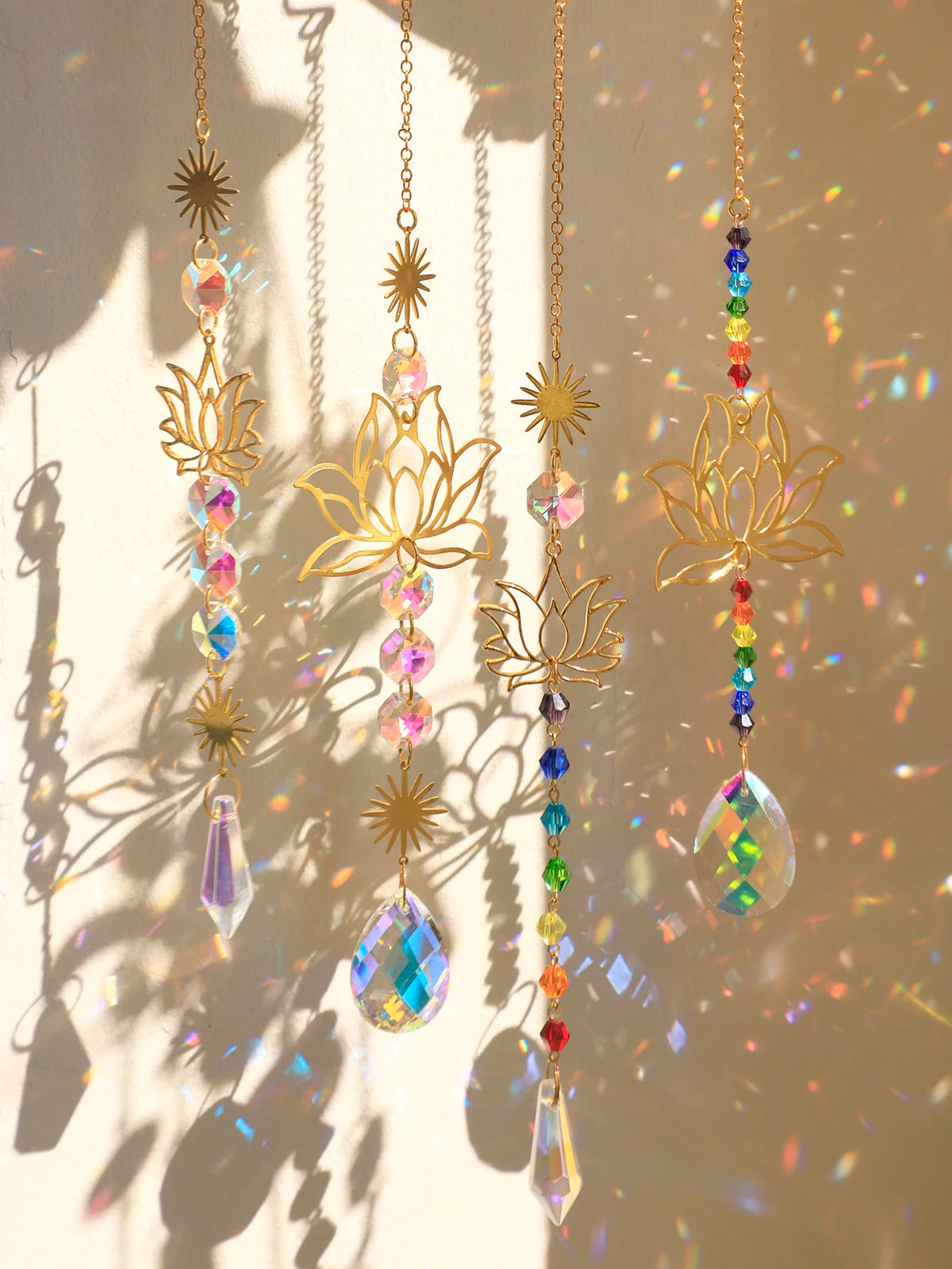 décoration murale suncatcher or multicolore fleur lotus artisanal bohèmeextérieur chambre jardin