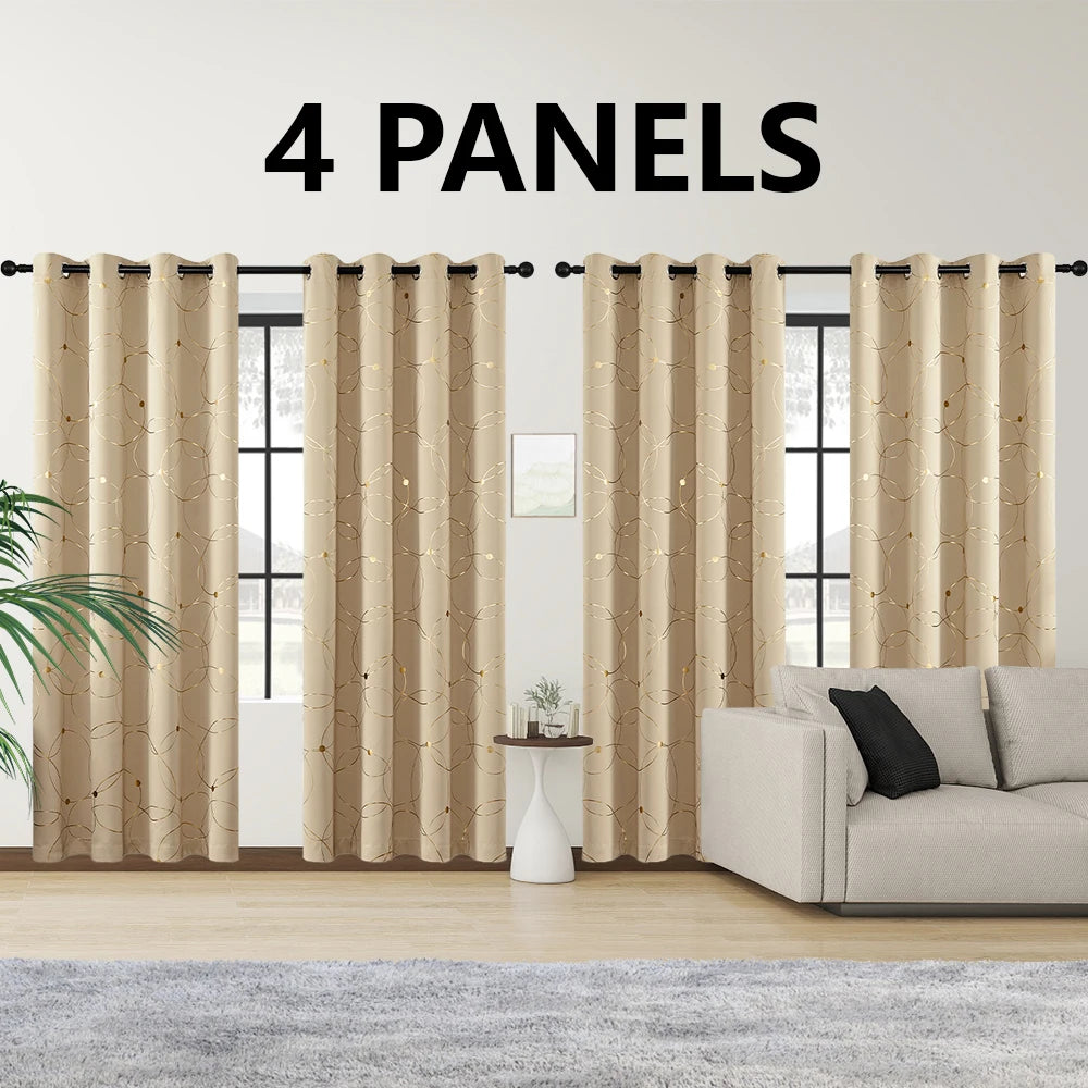 rideaux occultants modernes motifs lignes points chambre salon maison quatre panneaux