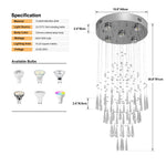 lustre suspendu moderne cristal argenté gouttes transparentes intérieur luxe