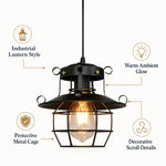 lampe suspendue industrielle cage métallique détails décoratifs noir flux lumineux faible 3000k 6000k