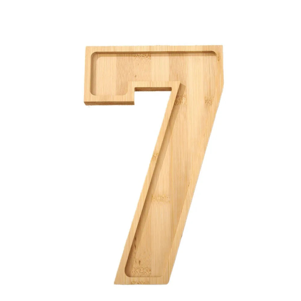 plaque chiffres bois moderne fruits gâteau pizza décor anniversaire bébé événement culinaire naturel minimaliste