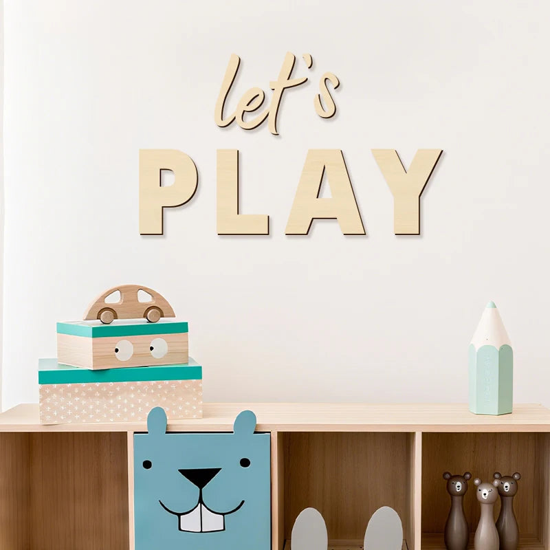 décoration murale moderne lettres bois 3d autocollants personnages animaux étagères chambre enfant