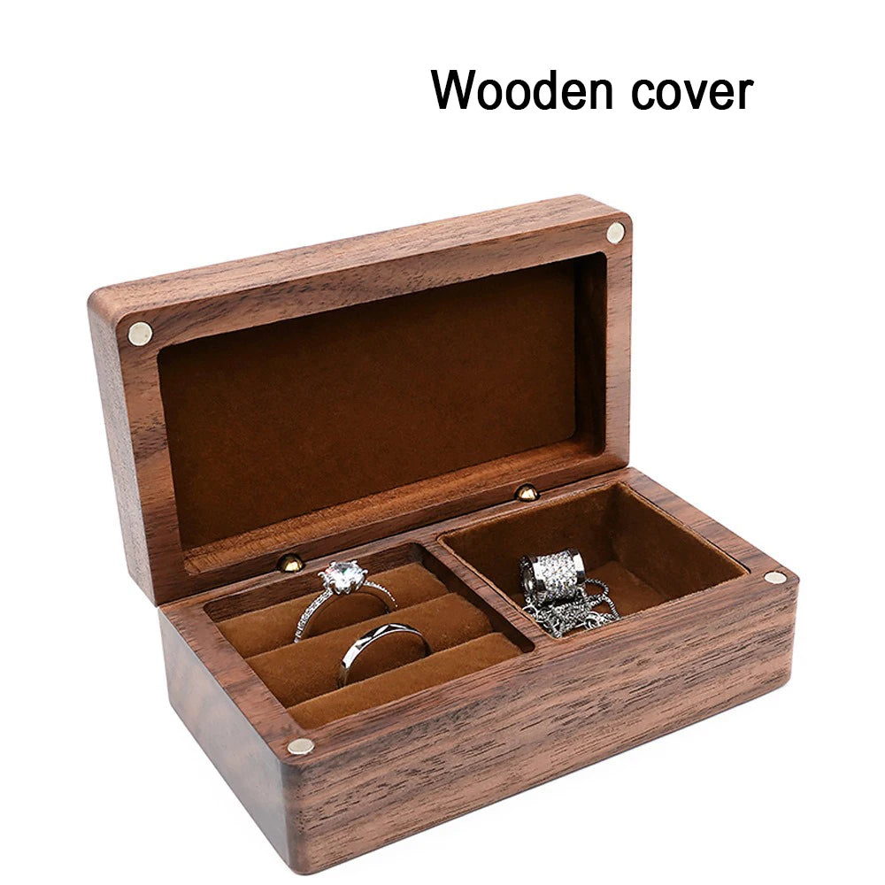 boîtes bijoux velours magnétique bois foncé classique anneaux boucles d'oreilles coffret cadeau anniversaire mariage