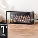 présentoir rangement étagère vitrée moderne noir transparent compartiments 120L capacité