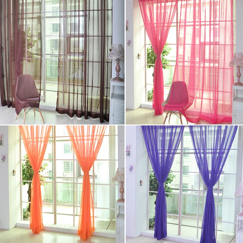 rideaux voilage couleurs variées franges verticales moderne tissu fluide translucent