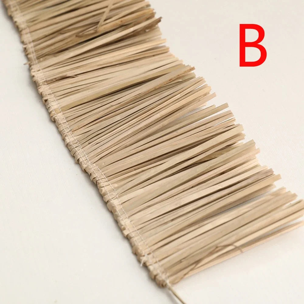 décoration murale bohème franges paille naturelle rustique circulaire bande texturée