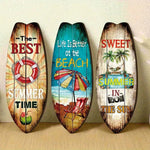 décoration murale vintage planche surf multicolore motifs estivaux adhésif nano glue maison plage