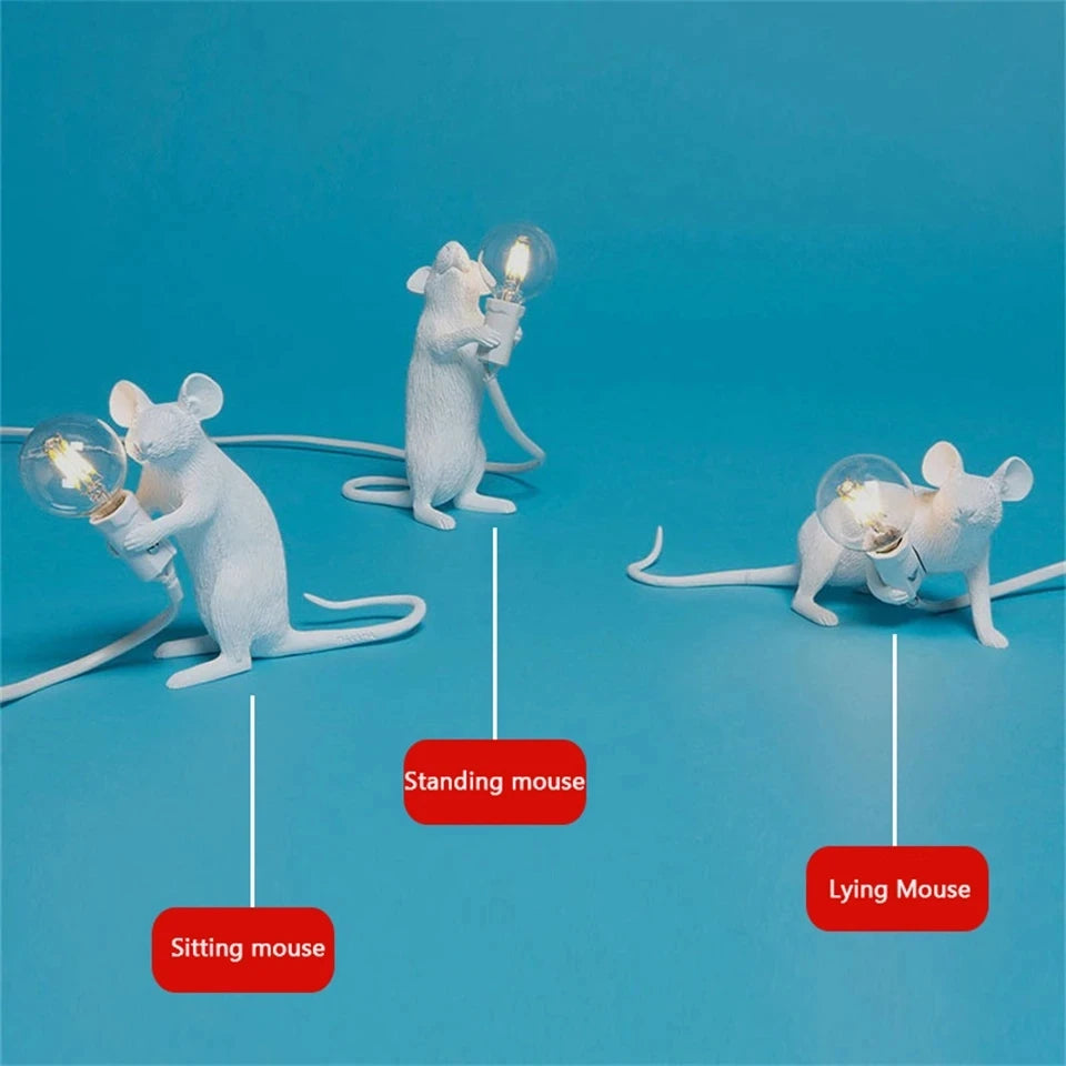 lampe souris forme animal blanc doré moderne minimaliste sans ombre interrupteur bouton