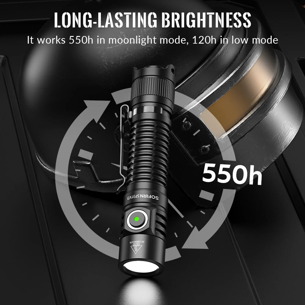 lampe torche tactique led vert noir résistante chocs lumière intense alliage aluminium camping