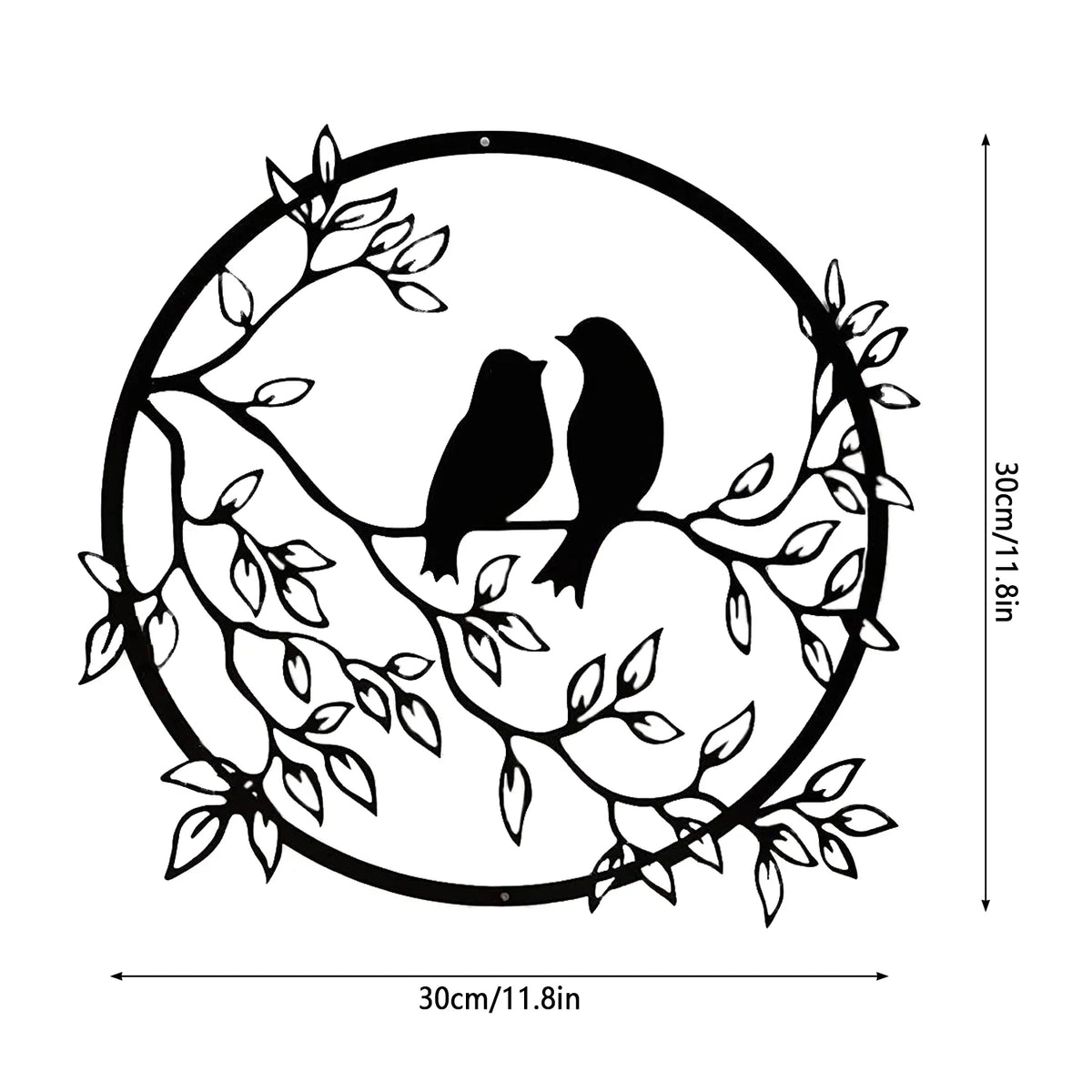 décoration murale oiseaux branche feuilles minimaliste noir contemporainintérieur ambiance paisible art mural robuste métal