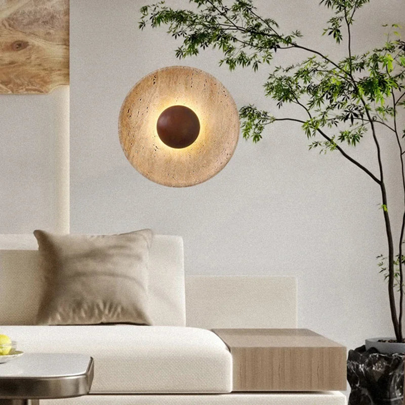applique murale moderne pierre naturelle marron clair éclairage quotidien 25cm led salle manger chambre