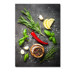 décoration murale art culinaire herbes épices condiments toile impression sans cadre vertical