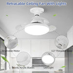 ventilateur rétractable lumière led blanc moderne télécommande variateur intensité minimaliste contemporain