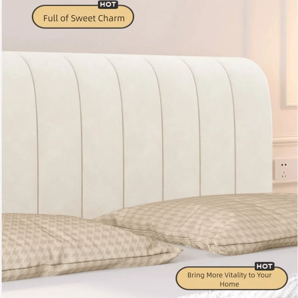 housse tête lit velours solide couleur beige clair moderne usage quatre saisons lavable
