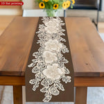 nappe décorative marron fleur dentelle semi transparente vintage table manger