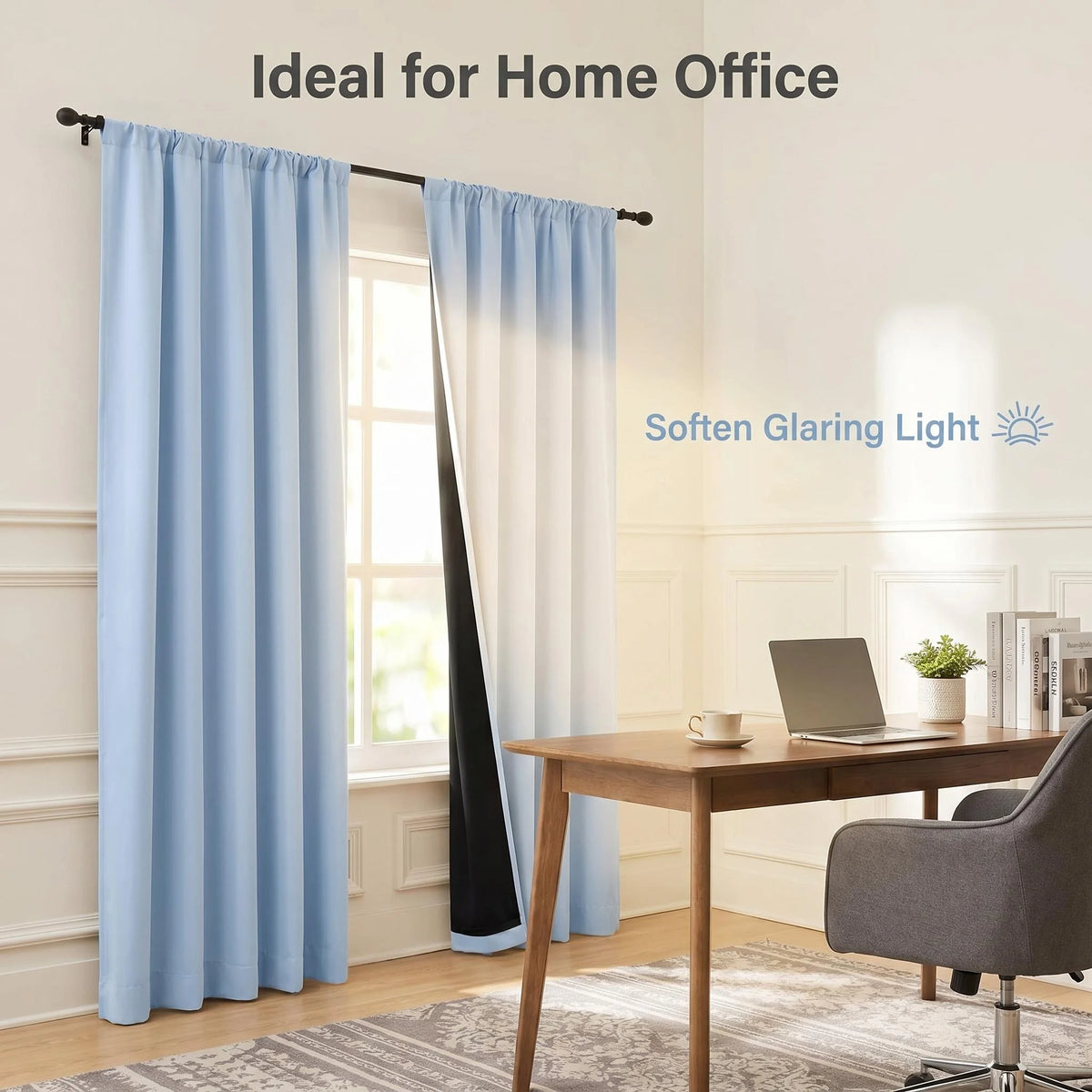 rideau moderne gris opaque uni fenêtre installer chez soi 135x160cm