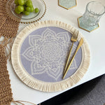 assiettes boho chic mandala feuilles points franges reutilisables antiderapantes isolation thermique respectueux environnement