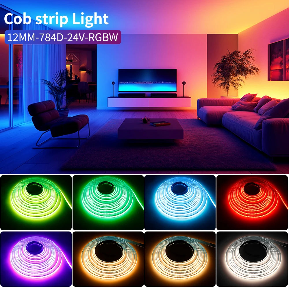 ruban led coB 784 led rgbnw rgbww ws2814 ic blanc bleu rouge moderne