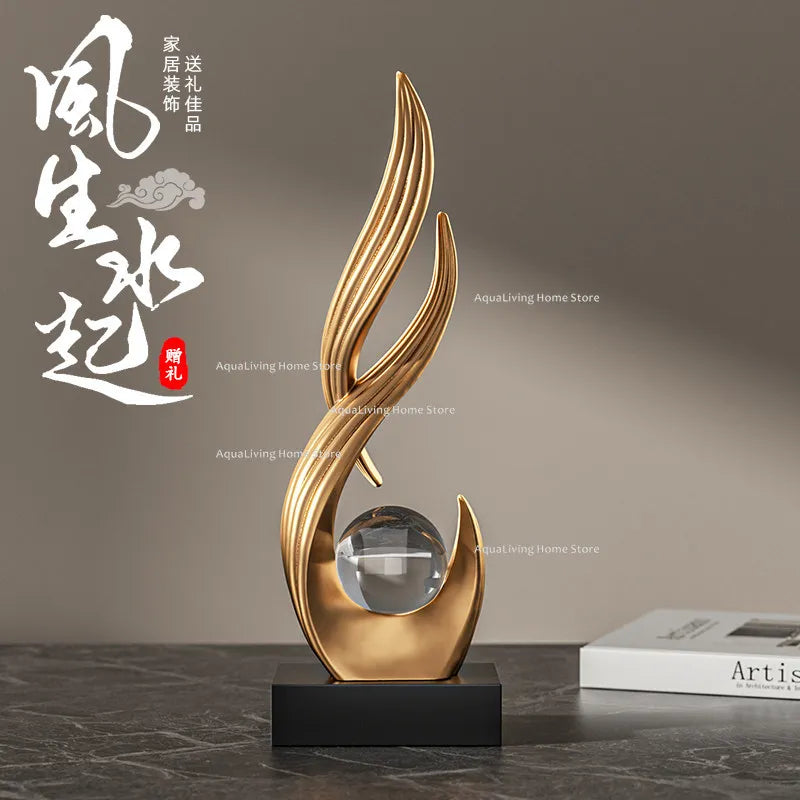 sculpture décorative résine blanche or contemporaine cristal transparent base opaque minimaliste fixée plateau