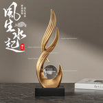 sculpture décorative résine blanche or contemporaine cristal transparent base opaque minimaliste fixée plateau