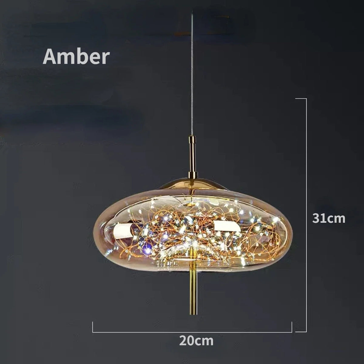 lampe suspendue moderne transparente dorée fil cuivre câble suspendu chambre salon étude chambre d'hôtel