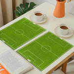 tapis table moderne vert terrain football adhésif cuillère fourchette couteau tasse soucoupe livre vase
