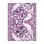 nappe rectangulaire motif floral baroque blanc bleu violet décoration table classique élégant polyester coton