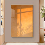 tableau moderne toile feuilles palmier orange beige sans cadre impression abstraite décoration salon chambre