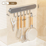 porte couteaux mural adhésif gris métallique couteaux cuillère fourchette serviette racleur éponge brosse dents