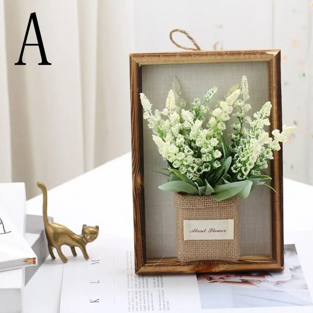décoration murale bouquet artificiel violet blanc vert rustique bohème toile jute intérieur maison fête