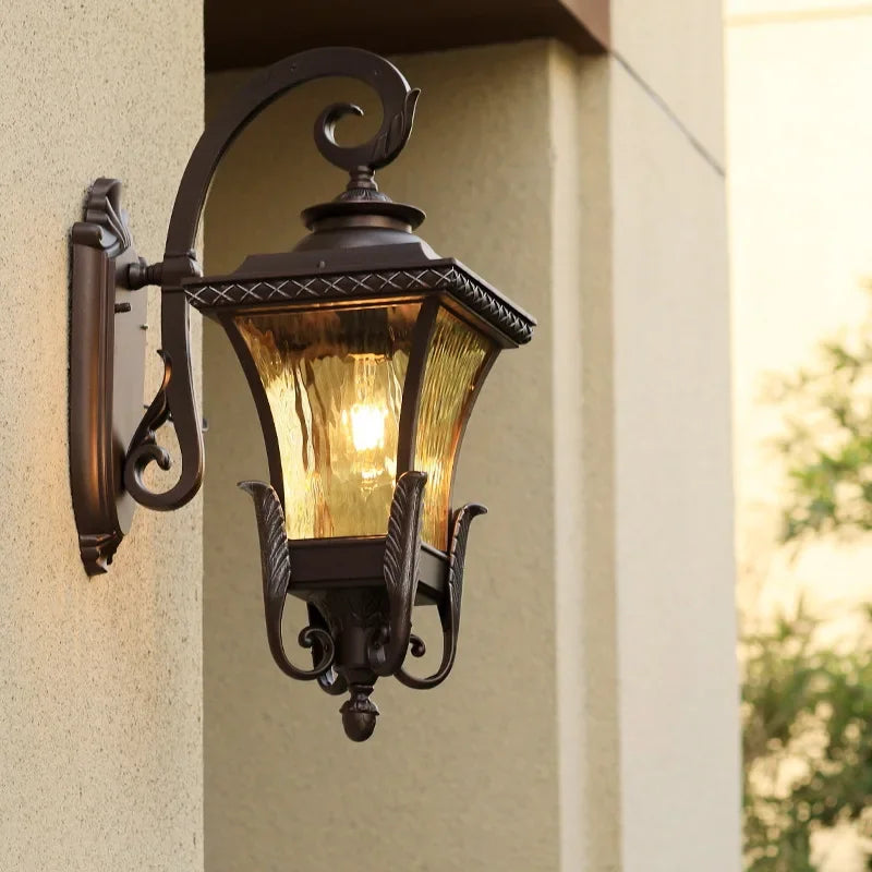 lampe murale extérieure classique marron verre opalin ip54 aluminium e27 fixations éclairage maison 10m²