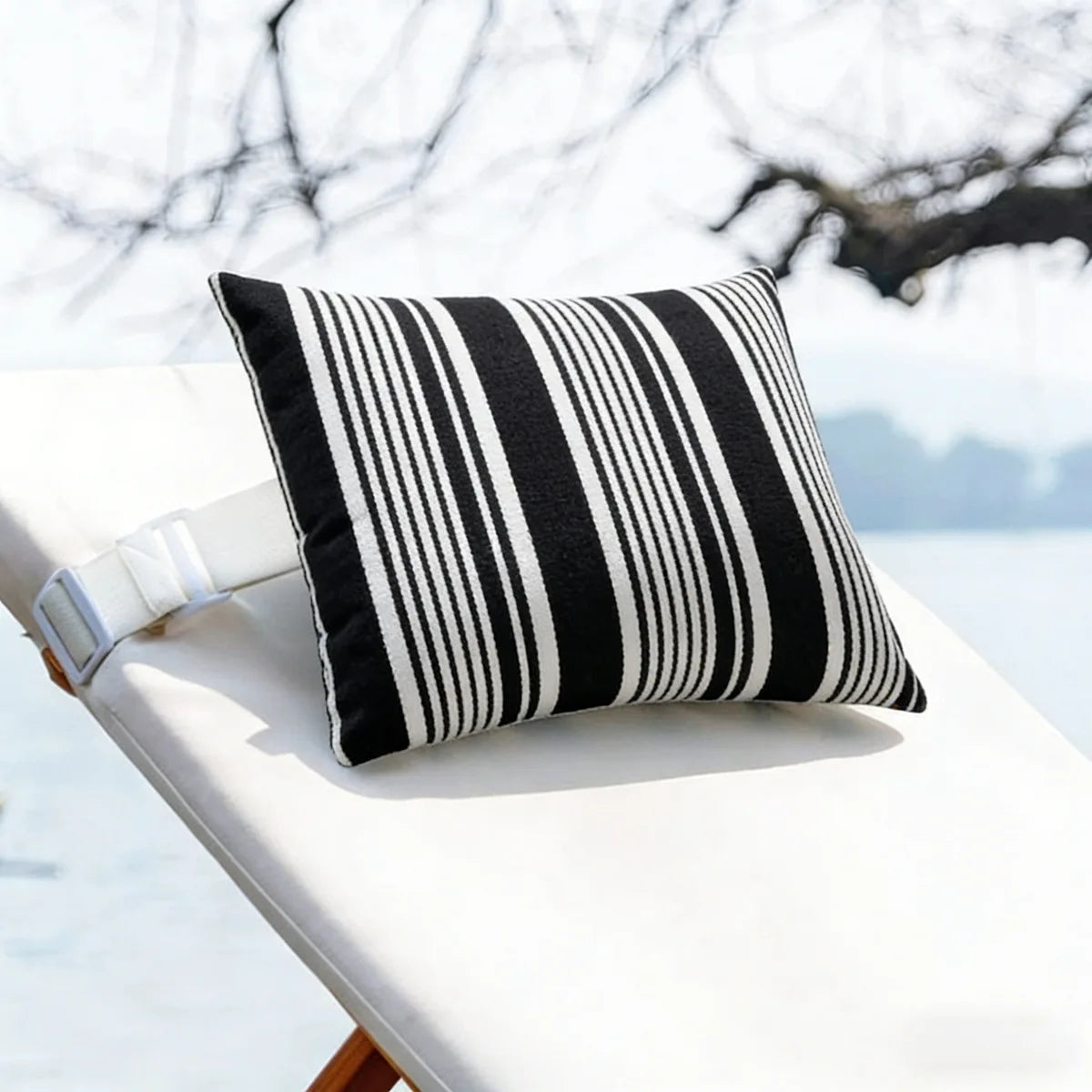 coussin moderne polypropylene rectangle blanc rayures utilisation décoration voiture 28x40cm imprimé nordique