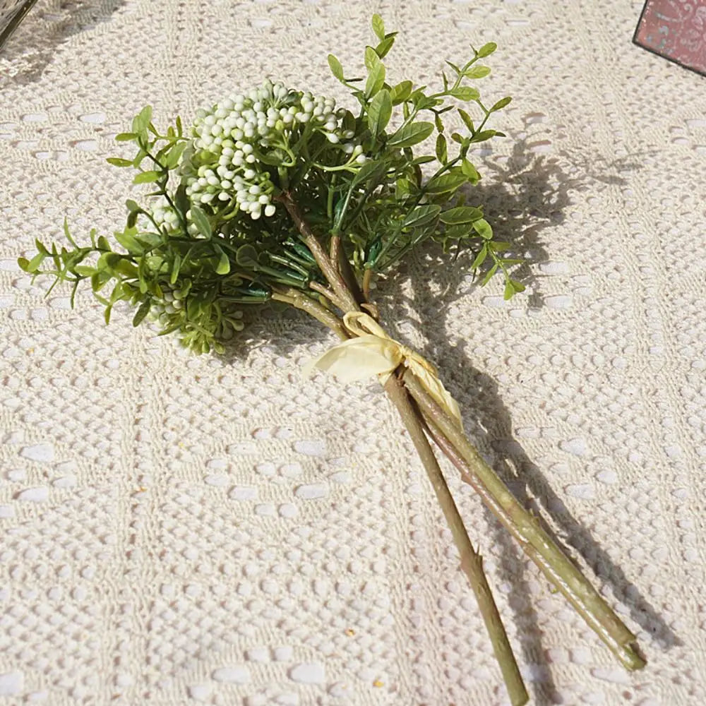 bouquet artificiel rose blanc vert naturel décoration table mariage chambre rustic
