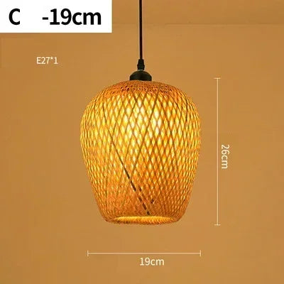 lampe suspendue moderne rustique tissage bambou naturel beige pince lampe