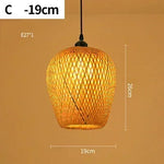 lampe suspendue moderne rustique tissage bambou naturel beige pince lampe