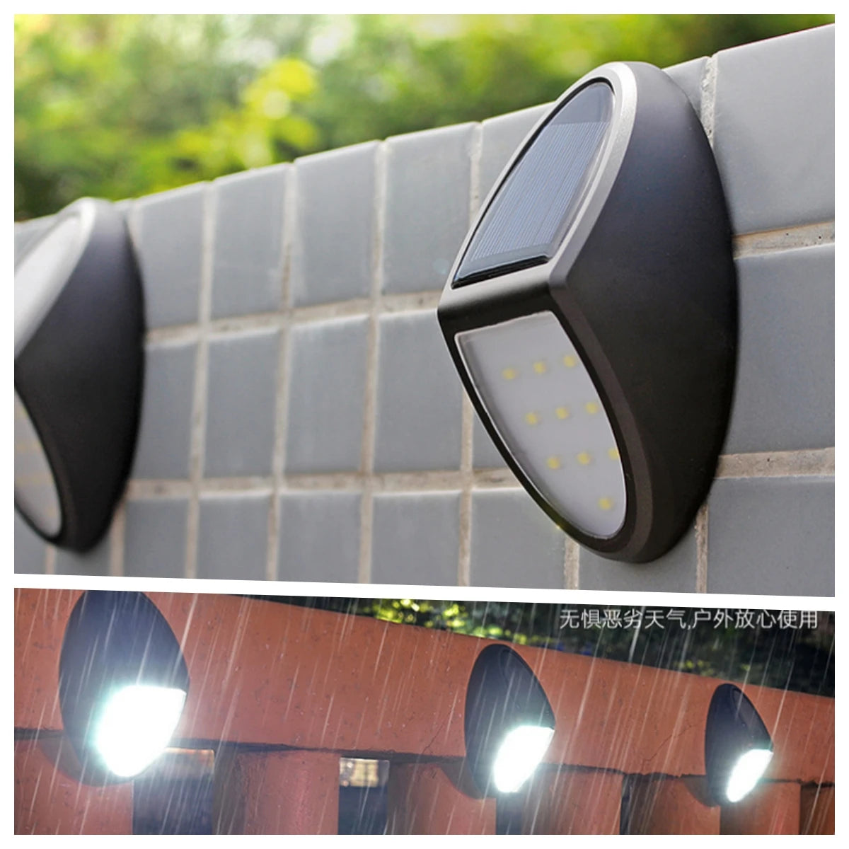 applique murale solaire noir ovale adhésif led sans câblage étancheextérieur moderne decoration