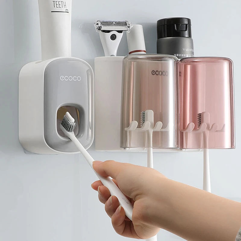 organisateur salle bain blanc gris moderne transparent brosse dents pot dentifrice brosse cheveux rasoir