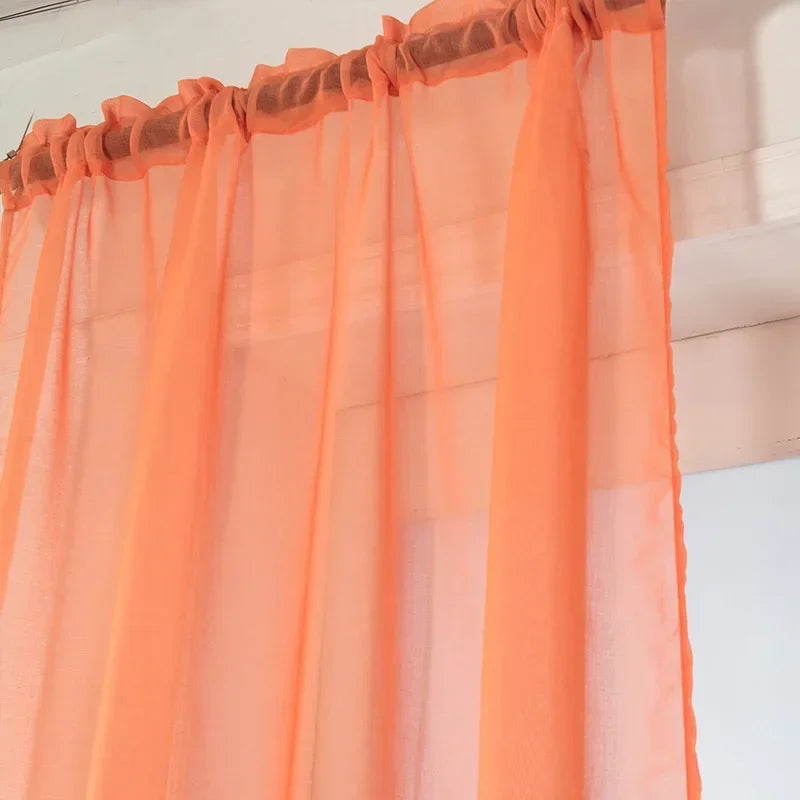 rideau romain moderne translucide dégradé couleurs jaune gris orange bleu salon chambre coucher