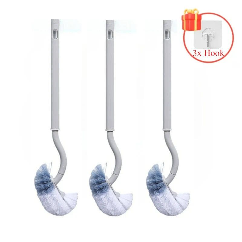 brosse wc souple forme long manche 360 blanc gris moderne sans coin mort respectueux