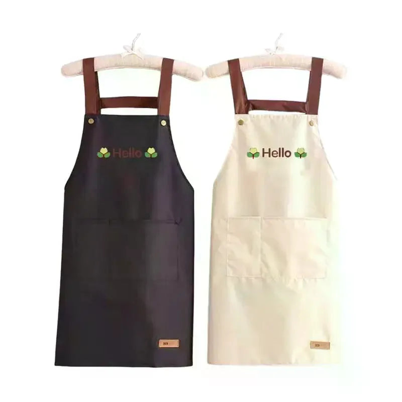 tablier cuisine bleu clair vert foncé moderne imprime fleurs poche pratique écoureuse fixations chef