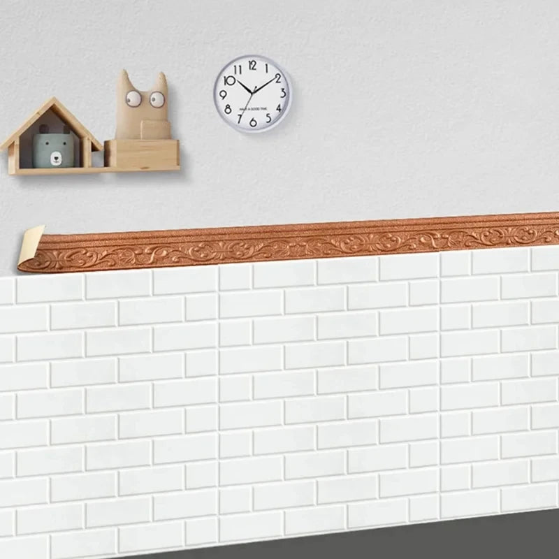 ruban decoratif adhesif 3d ornements floraux blanc doré gris beige 10m roll classic decoration