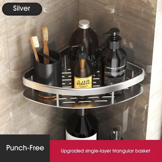 étagère salle bain or moderne adhésive aluminium unique réutilisable mur grille perforations