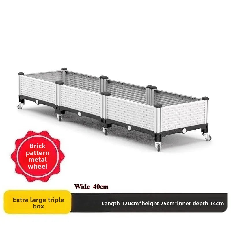 bac légumes blanc gris moderne roulettes drainage opacité motif brique