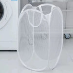 panier linge pliable polyester maille noir moderne poignées renforcées poches